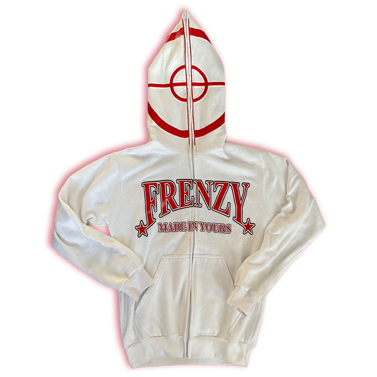 White And Red Frenzy Zip-Up