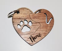 Image 1 of Wood Keychain Customized with Pet Name (Dog and Cat)