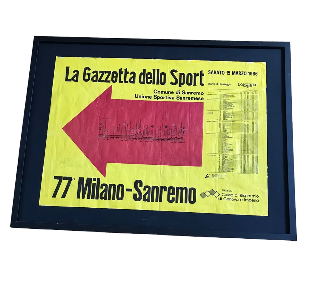 Authentic signposting of Milan-San Remo 1986