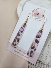 Image 2 of Elongated Snow Leopard Earrings