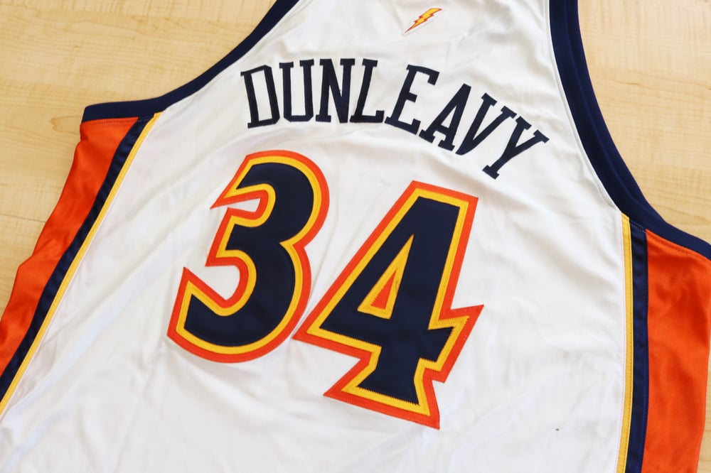 Image of Vintage 2000's Golden State Warriors Mike Dunleavy Adidas Authentic Jersey Sz.52