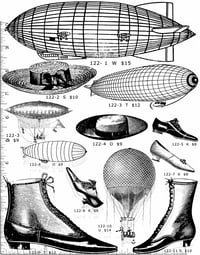 Image 1 of Dirigible/Hats/Shoes Rubber Stamps P122