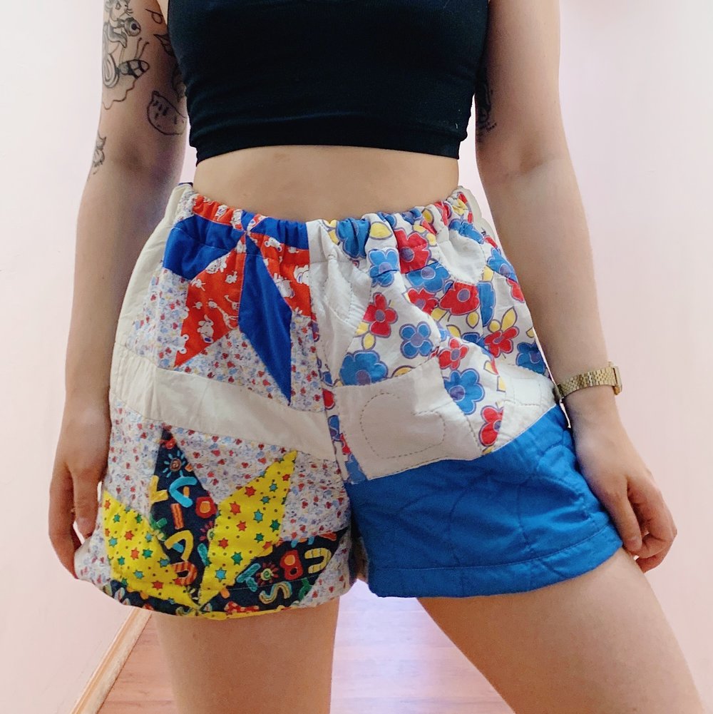 Image of Quilt Shorts — Cobalt & Patchwork Stars