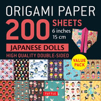 Image 2 of Origami paper with Japanese Kokeshi Doll designs