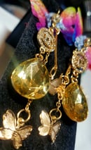 Image 1 of Rainbow Honey-Dew Tasty Raw Edge Denim Butterfly Earrings