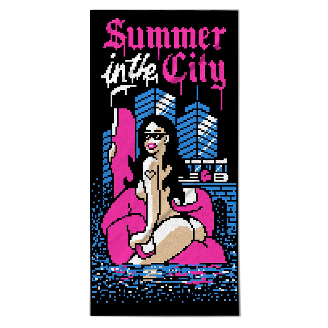 Image of Summer in the city microfiber beach towel