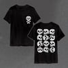 White skulls on black t-shirt