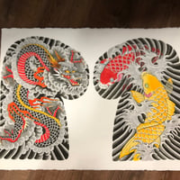 Dragon and koi half sleeve studies 