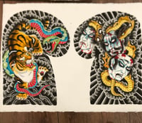 Tiger and namkubi (severed head) half sleeve study