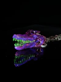 Image 1 of Stargazer alligator skull pendant with illuminati teeth. 