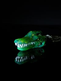 Image 2 of Sea slyle alligator skull with 3mm opal coin eyes