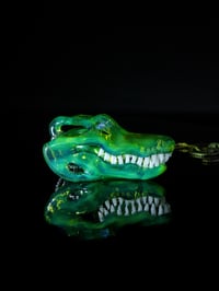 Image 3 of Sea slyle alligator skull with 3mm opal coin eyes