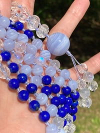 Image 2 of Blue Lace Agate Mala, Crystal Quartz Mala, Rainbow Moonstone Mala, Lapis Mala