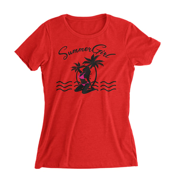 Image of Womens Beach SummerGirl Tee (red)