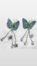 Image 2 of Tiger Eye Tasty Raw Edge Denim Butterfly Earrings