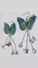 Image 3 of Tiger Eye Tasty Raw Edge Denim Butterfly Earrings