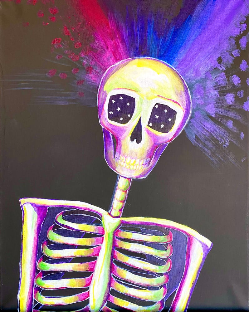 Image of "Psychedelic Skelly" Acrylic Painting