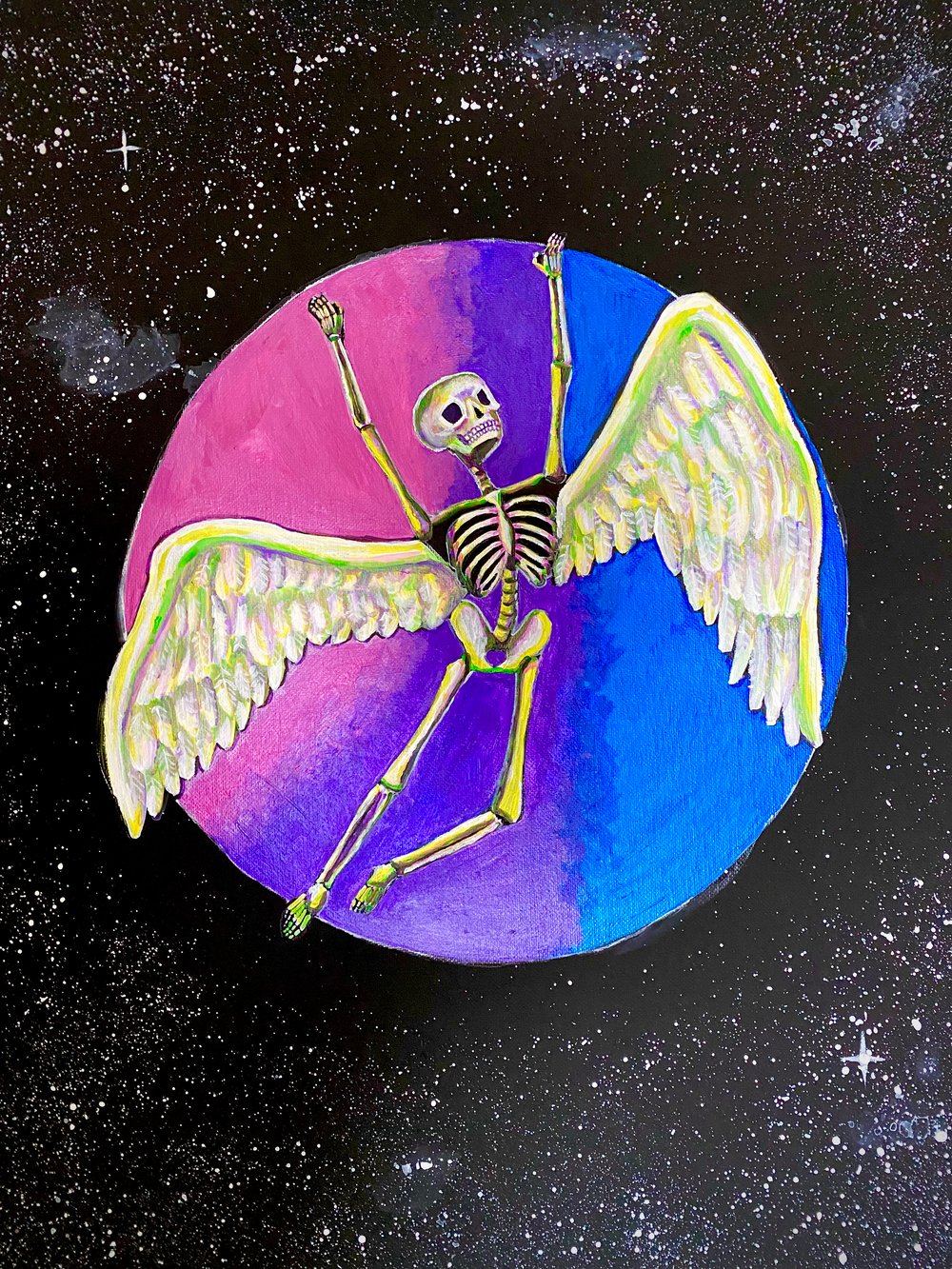 Image of "Icarus Skelly" Acrylic Painting