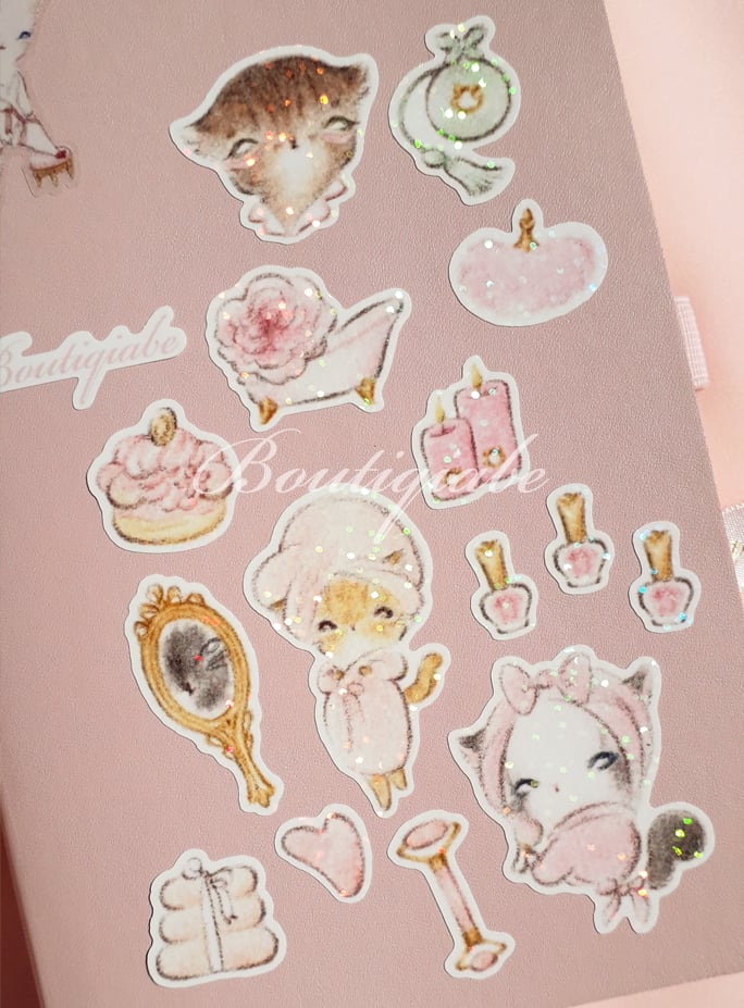 Image of Self Care Glittering Removable Stickers