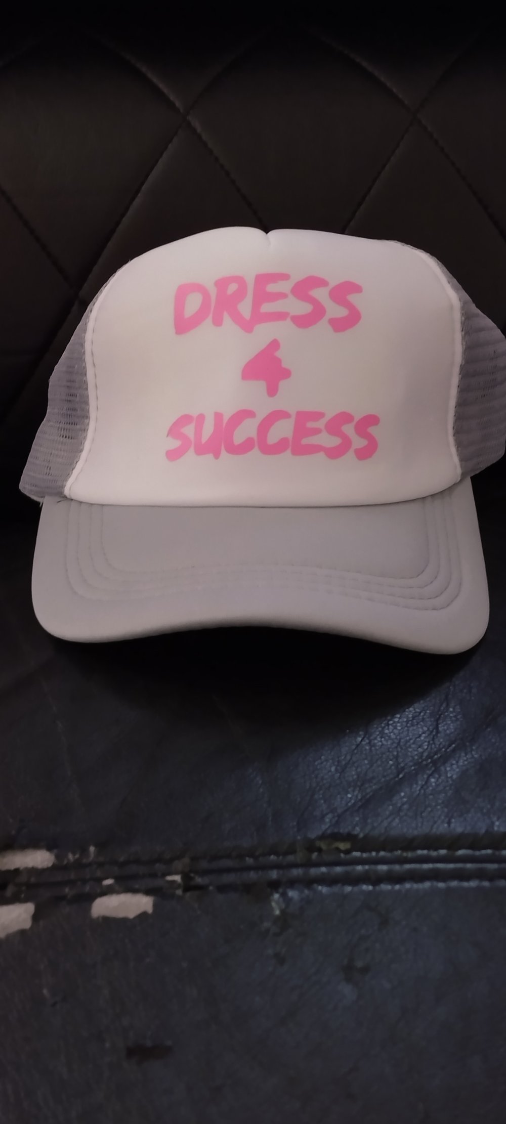Image of Dress 4 Success " Trucker Hat' Grey/Pink