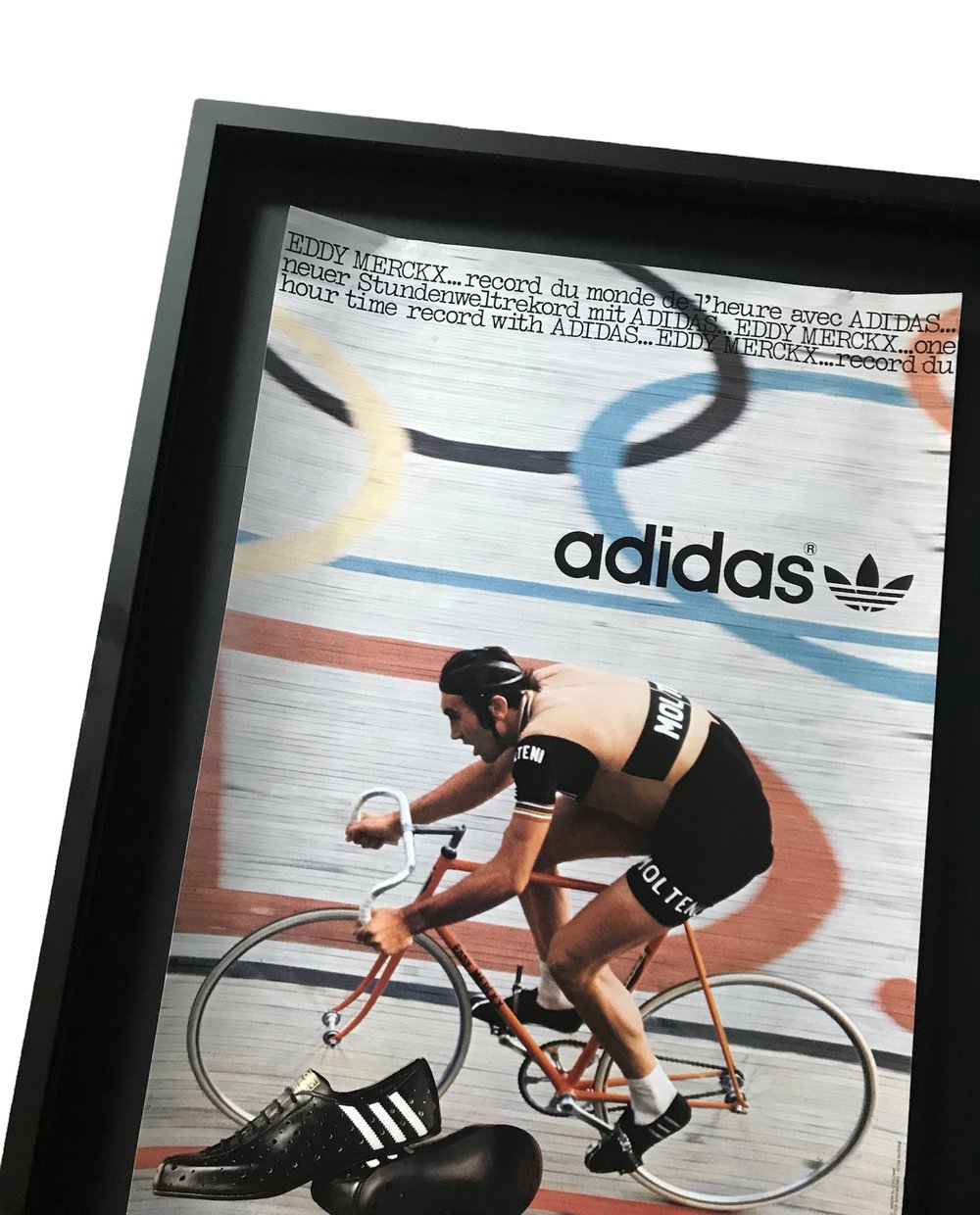 Original Vintage poster Adidas Sport Shoes Eddy Merckx World Hour Record Cyclist Race