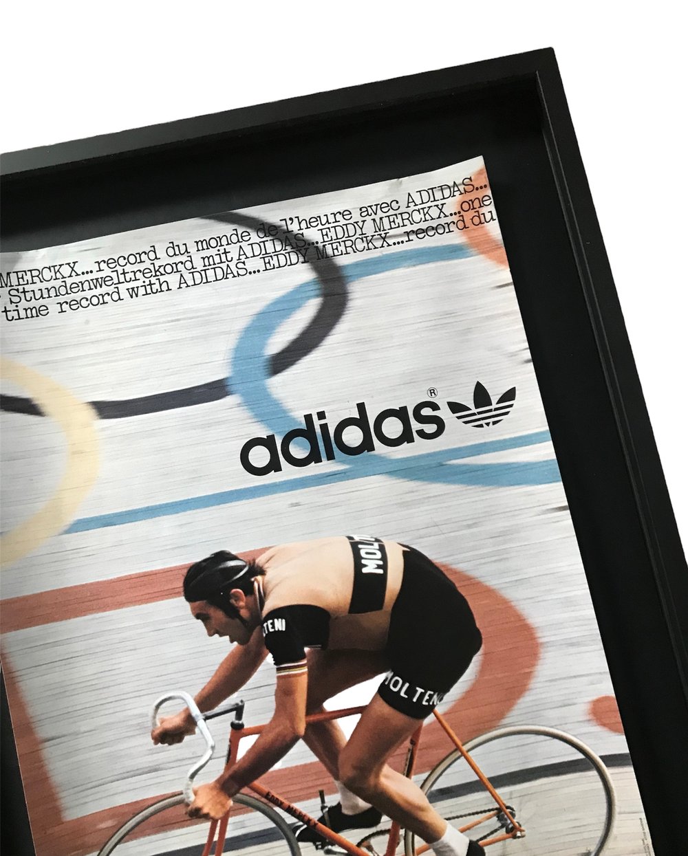 Original Vintage poster Adidas Sport Shoes Eddy Merckx World Hour Record Cyclist Race