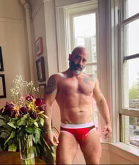 Image 1 of Red & White Briefs