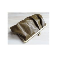 Image 1 of Moss Leather Pleated Clutch