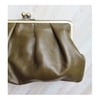 Moss Leather Pleated Clutch