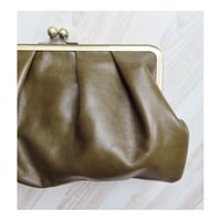 Image 2 of Moss Leather Pleated Clutch