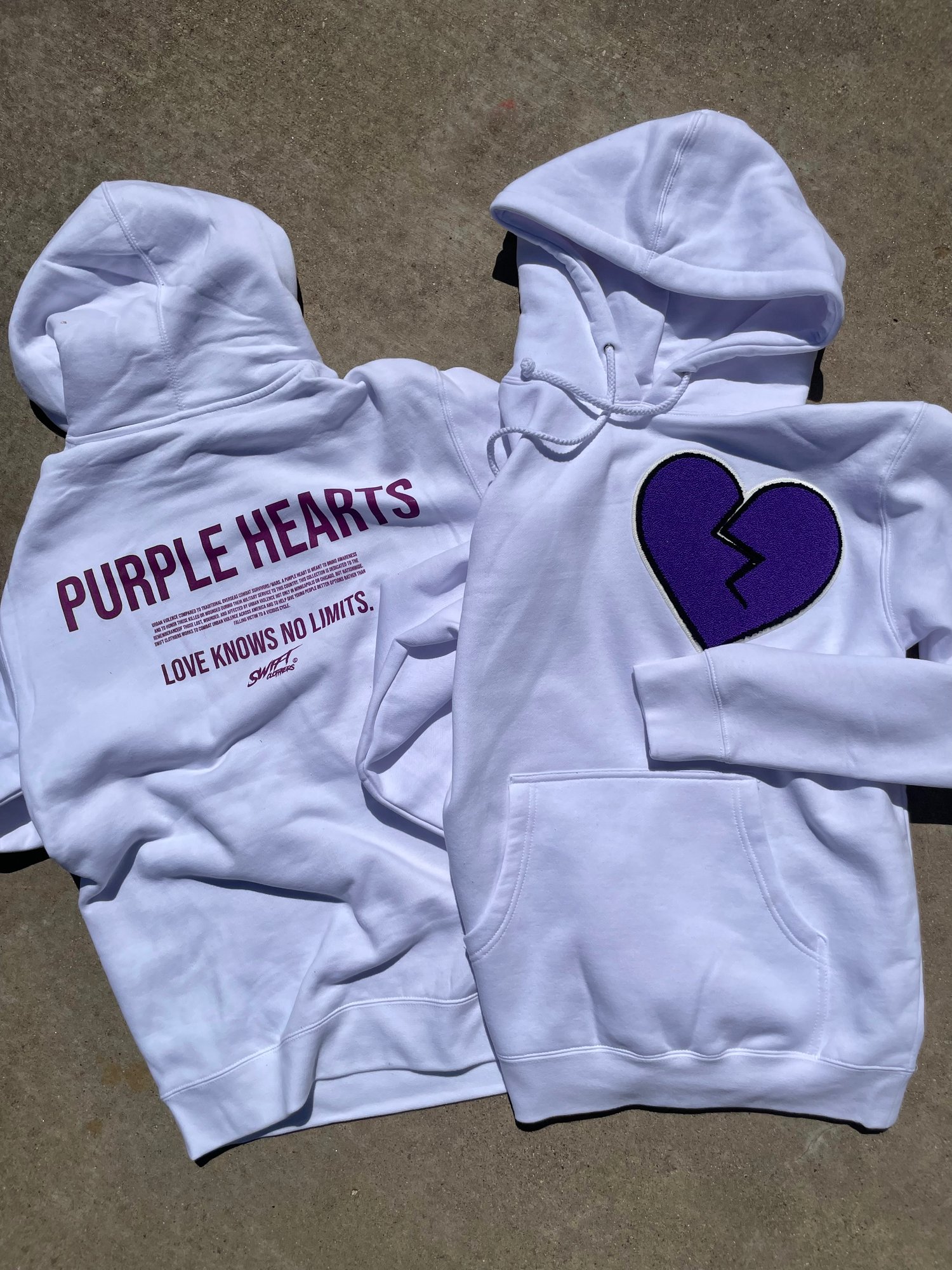 Image of "Purple Heart" Chenille Hoodies