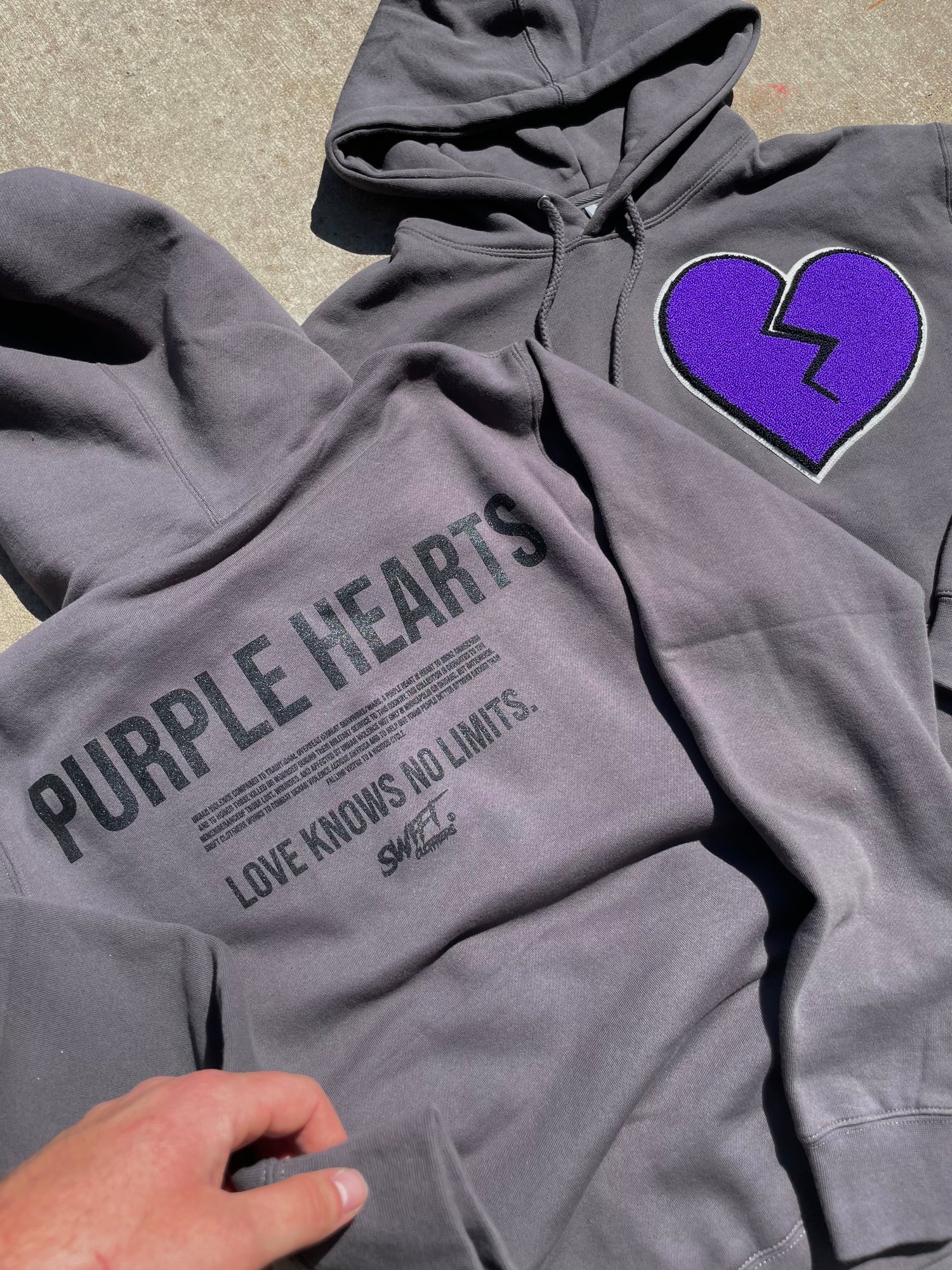 Image of "Purple Heart" Chenille Hoodies