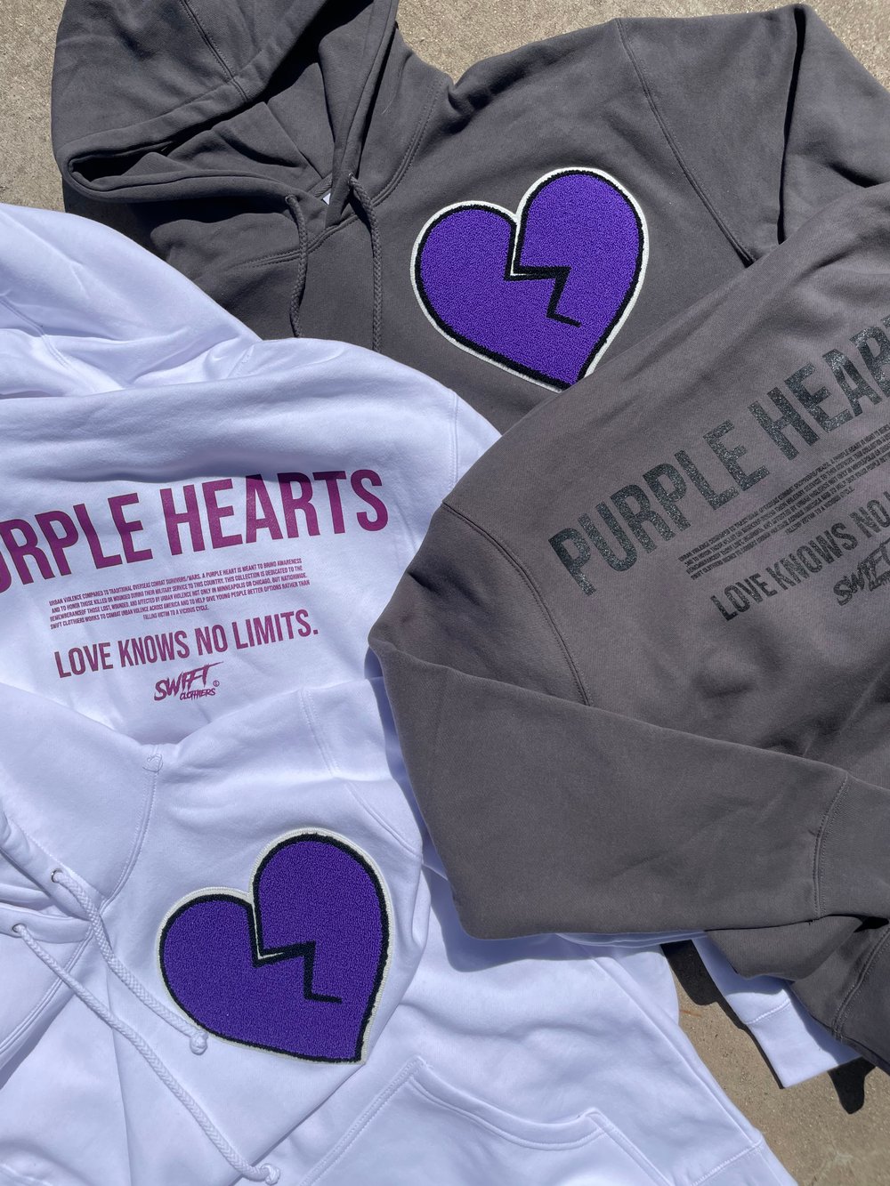 Image of "Purple Heart" Chenille Hoodies