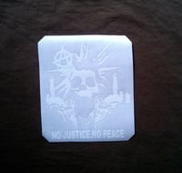 Image 2 of NO JUSTICE, NO PEACE guitar, car, laptop sticker vinyl decal skull anarchy rock