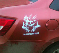 Image 3 of NO JUSTICE, NO PEACE guitar, car, laptop sticker vinyl decal skull anarchy rock