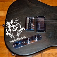 Image 1 of NO JUSTICE, NO PEACE guitar, car, laptop sticker vinyl decal skull anarchy rock