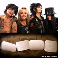 Image 1 of Motley Crue autographs stickers vinyl Tommy Lee, Vince Neil, Nikki Sixx, Mick Mars 