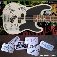 Image 1 of Sex Pistols autographs stickers Sid Vicious, Steve Jones, John Lydon, Glen Matlock
