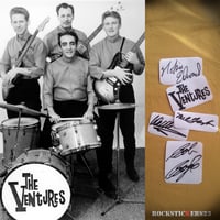Image 1 of  The Ventures autographs vinyl stickers Nokie Edwards, Don Wilson, Mel Taylor, Bob Bogle