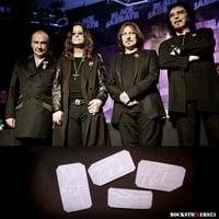 Image 1 of Black Sabbath autographs vinyl stickers Ozzy Osbourne, Tony Iommi, Bill Ward, Geezer Butler decal