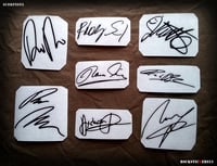 Image 2 of Scorpions autographs guitar stickers Klaus Meine,Rudolf Schenker,Matthias Jabs,Francis Buchholz...