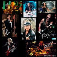 Image 3 of Scorpions autographs guitar stickers Klaus Meine,Rudolf Schenker,Matthias Jabs,Francis Buchholz...