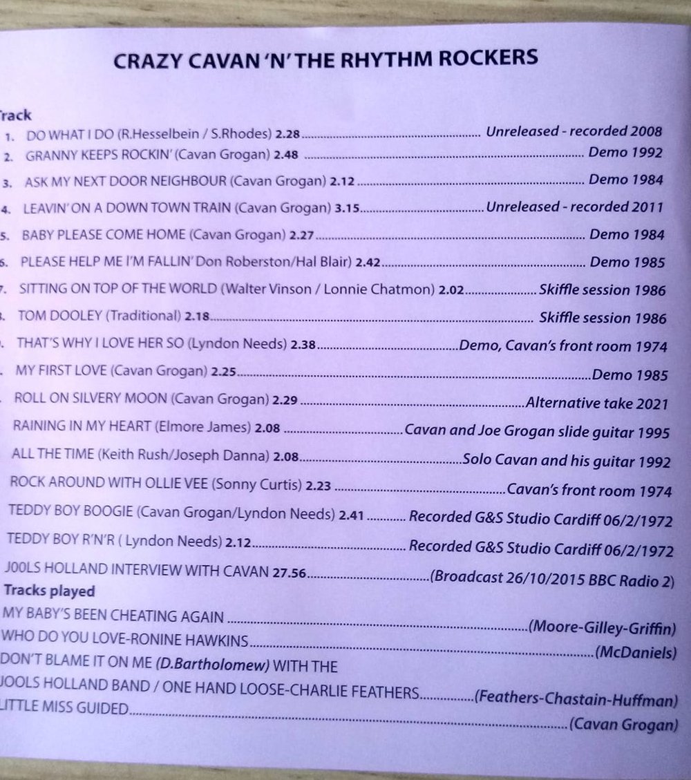 CRAZY CAVAN 'N' THE RHYTHM ROCKERS - A ROCKIN LEGEND CRCD18