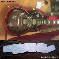 Image 1 of Def Leppard stickers autographs vinyl Joe Elliot,Phil Collen, Rick Allen,Rick Savage, Steve Clark...