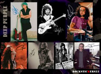 Image 2 of Deep Purple autographs guitar vinyl stickers Don Airey,Ian Gillan, Ian Paice,Jon Lord...