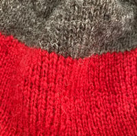 Image 2 of Black Isle Beanie - Red and Grey Shetland Wool