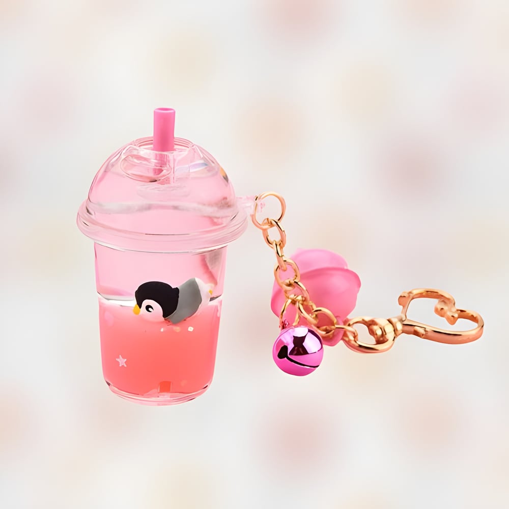 Image of Cute Floating Penguin Boba Style Keychain