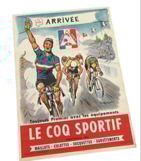 Image 1 of Original vintage poster Le Coq Sportif / Circa 1950s Tour de France illustrated by Paul Ordner.