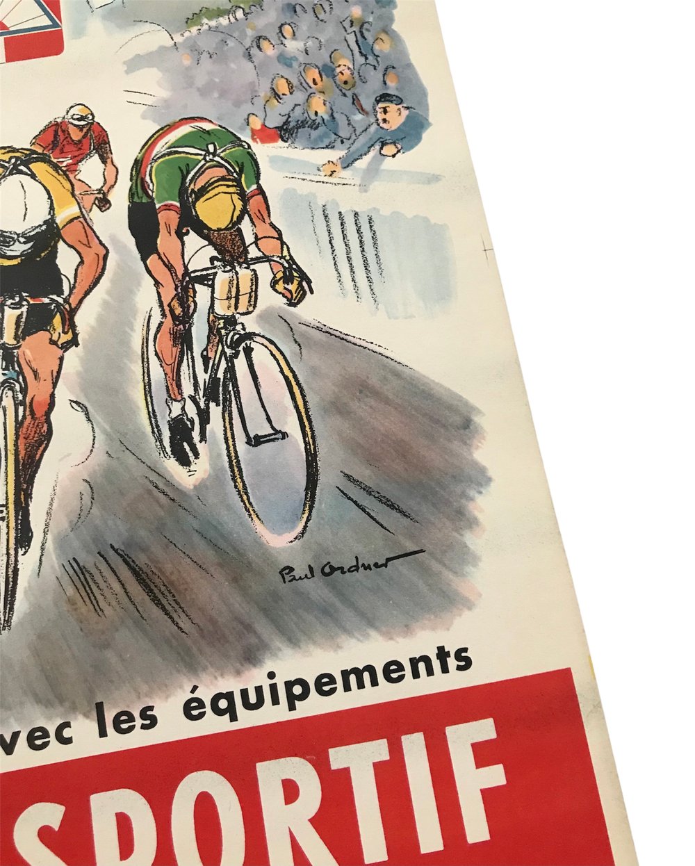 Original vintage poster Le Coq Sportif / Circa 1950s Tour de France illustrated by Paul Ordner. 