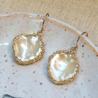 Image 1 of Gold Keishi Pearl Crochet Earrings